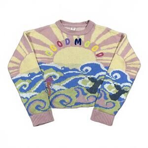 Urban Outfitters Womens Good Mood Embroidered Cropped Sweater Size XS